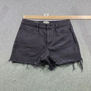 Universal Thread Vintage Midi Denim Shorts Charcoal Black Frayed Hem Size 6/28